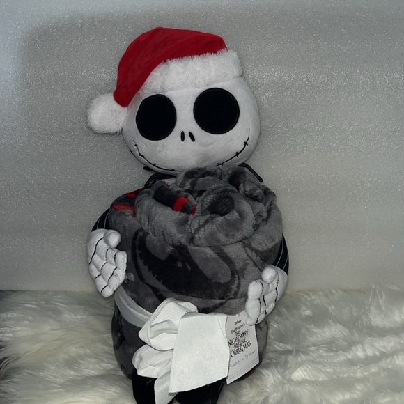 🆕 Nightmare Before Christmas Jack Skellington Plush Doll & Throw Holiday Santa - Picture 10 of 10